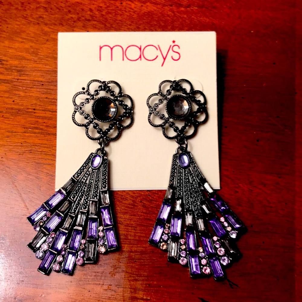 Earrings with purple stones. Classy!
